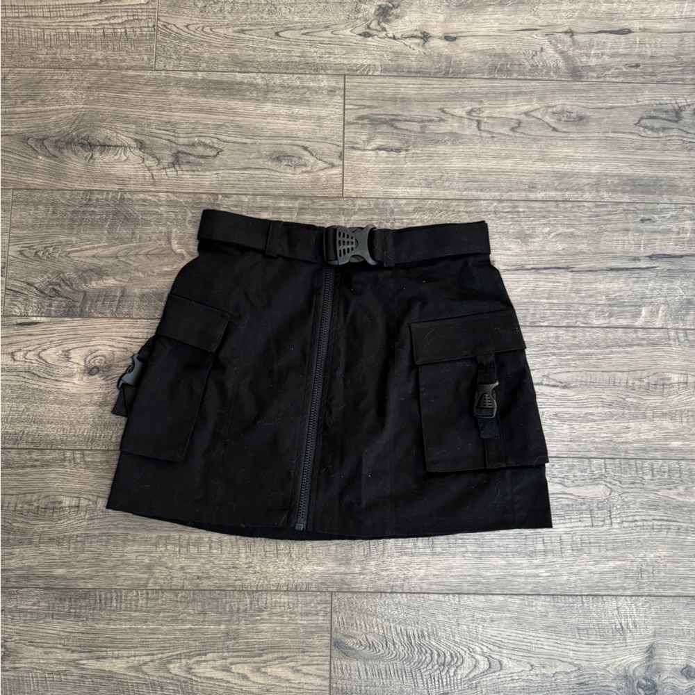 POSTER GIRL Black Skirt with Buckle Accents